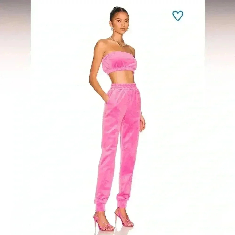 REVOLVE SUPERDOWN velour hot pink high rise jogger pants size S Barbiecore